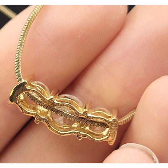 2CT Three Stone Past Present Future Solitaire Necklace 19in - Picture 5 of 7